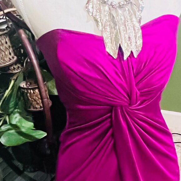 Laila Azhar Deep Fuchsia Strapless Cocktail Dress, size L - Picture 2 of 4